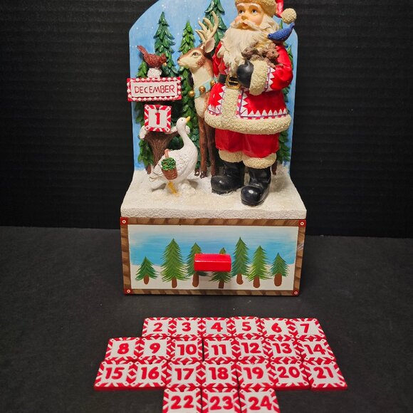 San Francisco Music Box Company Santa Advent Calendar With Removable Number Tags - Picture 1 of 10